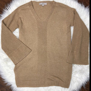 LOFT Textured Knit Sweater Camel Wool Blend F92
